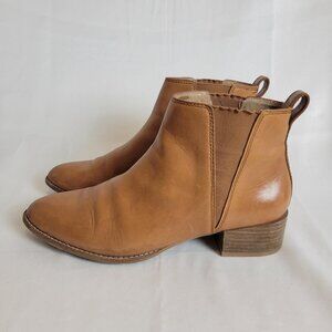 Madewell Carina Pull On Ankle Boots Size 8.5 Color English Saddle Stacked Heels